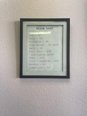 Price list