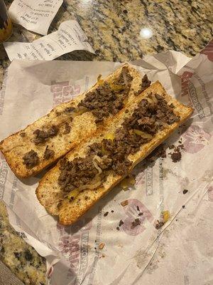 Philly cheesesteak with EXTRA STEAK.