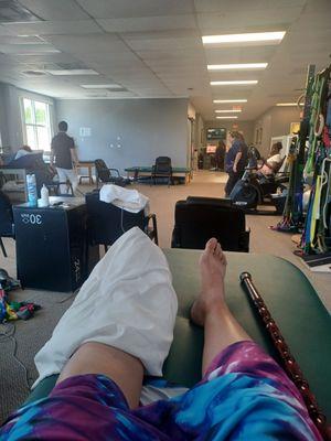 Heat pad to loosen ankle.