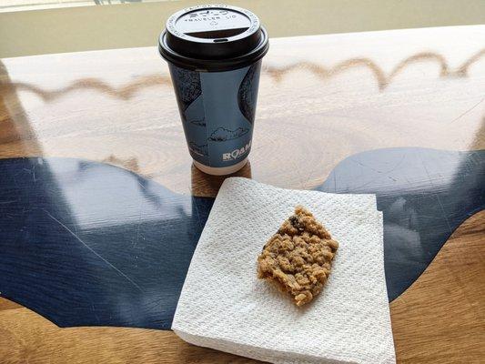 Latte and oatmeal cookie