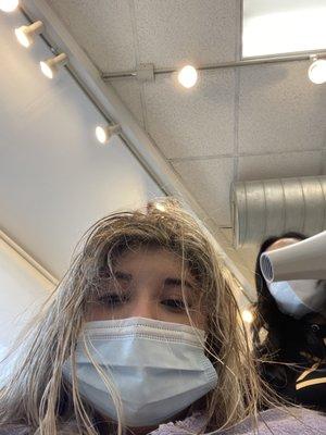 to show that my hair was not parted and all knotted