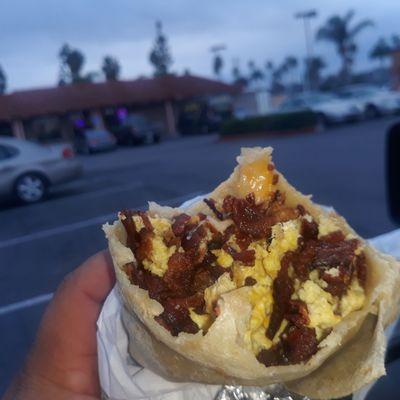 Asked for bacon breakfast burrito i got chicharrón at no extra cist