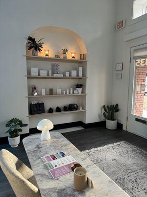 Retail Area/
Host your next Bridal Prep Part or Spa Party here check out our packages