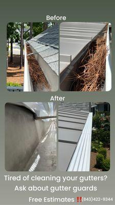 Ask about our Gutter Guards! Lots of different styles & colors to choose from