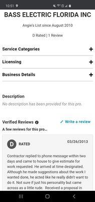 Another shot of the bass review from Angie's list