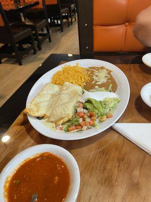 Chicken and Beef Chimichangas.