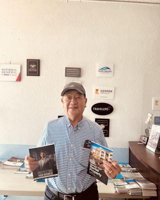 Client visited to inquire about insurance and support our book publications.