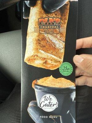 The menu cover for Dia's Charcoal Grill