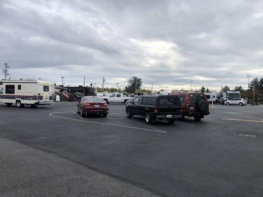 Parking lot& RV park in back