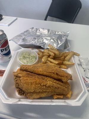 Combo fish plate fries and slaw
