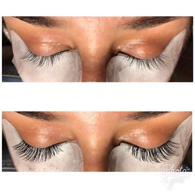 Before and After, classic single lashes