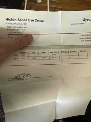 Vision sense eye center