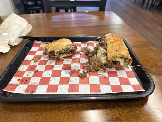 Large steak and cheese, yum!