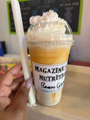 "Banana Caramel" meal replacement shake! Yummy!! Thanks Magazine Nutrition, definitely a must try guys!!