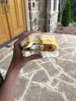 Chicken, egg and cheese biscuit