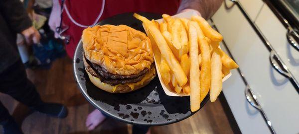 Another deliberately crushed, colder than room-temp burger.