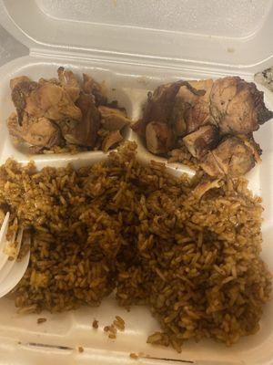 What supposed to be bourbon chicken and CHICKEN FRIED RICE/// No chicken in fried rice or vegetable