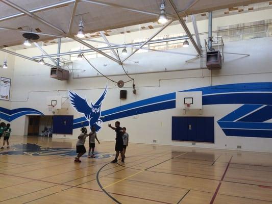 The gym , they are letting city of long beach recreation use the facilities:) Houghton park "Queens" indoor soccer