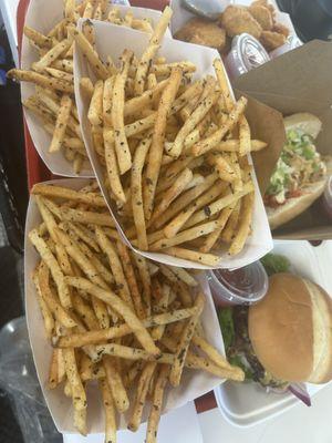 Shoe string basil truffle fries
