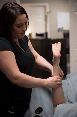 Calf manipulation with active release stretching.