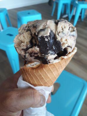 One scoop deer tracks in waffle cone