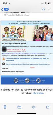 Appointment confirmation