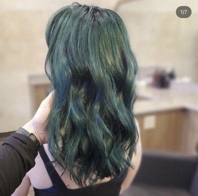 my green hair on the day of the appointment