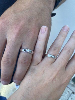 Handmade, custom matching wedding band place holders