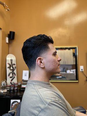 High taper brush back style