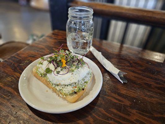 Post Toast with an egg and water