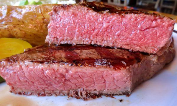 NY Steak cooked perfect med rare