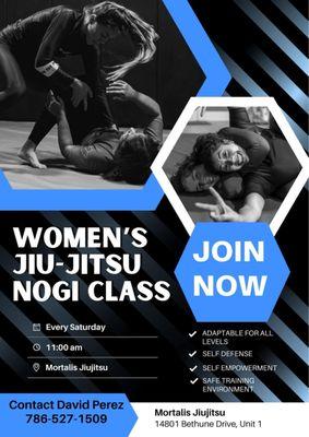 Women's only class every Saturday at 11:00 am