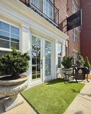 The spa entrance, which faces Main Street in the Carmel Arts and Design District.