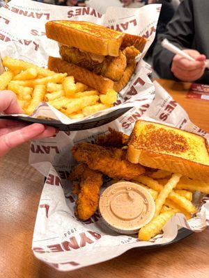 Chicken fingers and sandwich