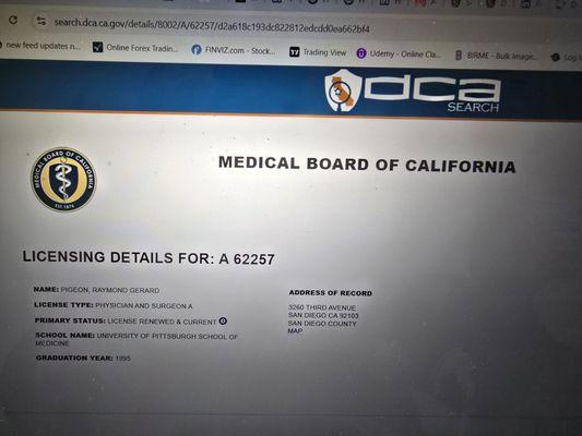 His License Information which is Public Record.