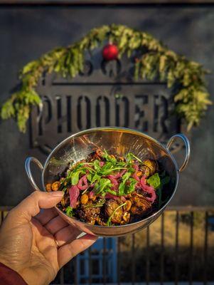 Maple Sriracha glazed Fried Brussels Sprouts