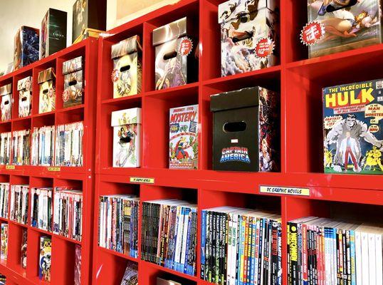 We keep our graphic novels selection stocked with Marvel, DC, and independent publishers
