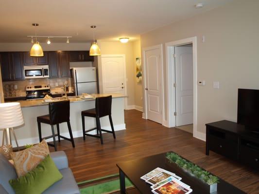 Model living room and breakfast nook
