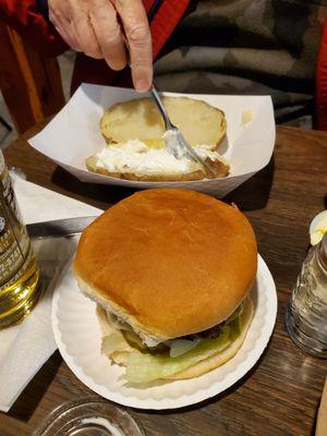 Burger with baked potato