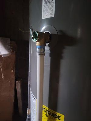 Hot water pressure valve installed