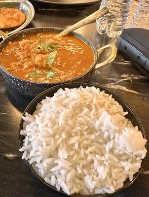 Vada curry with rice