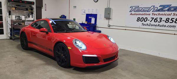 Porsche windshield replacement and ADAS calibrations.