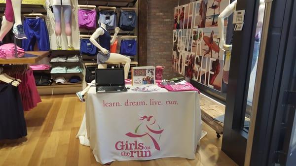 Girls on the Run table at Athleta