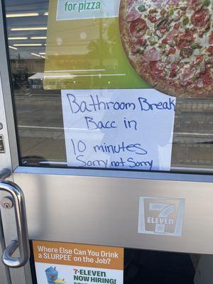 This is a real sign this 7/11 posted. Forgetting about the failed first grade level spelling of back, what a terrible attitude, classless.