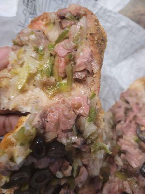 This is a philly cheesesteak sandwich I ordered.the meat is raw there was blood on the bun. Needless to say food and money wasted.