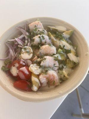 Signature salad with added shrimp - at the Heirloom Window