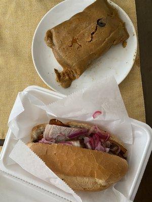 Pan Con Chicharrón and Tamal de pollo