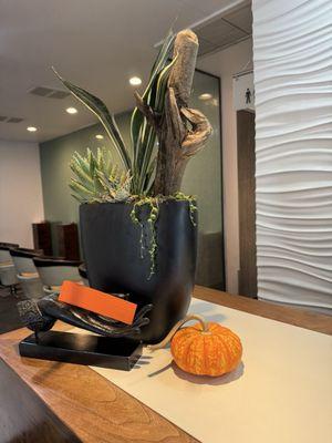 At the receptionist area