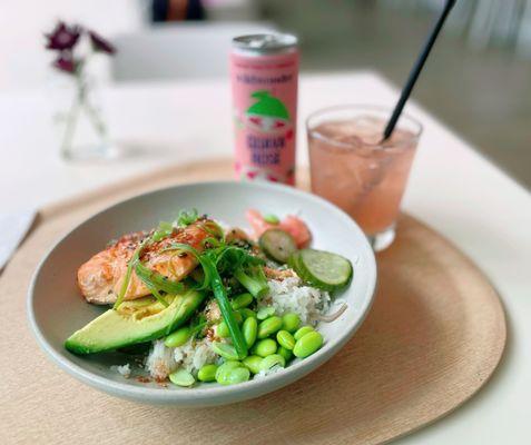 Teriyaki Salmon Rice Bowl $25. /a bit expensive but then I'm eating inside a museum