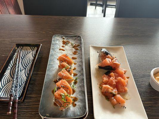 Extra sushi and the salmon cone